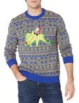 Alex Stevens Men's Stegosaurus Santa Ride Sweater, Green Combo, Large
