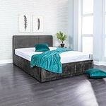 SANA SLEEP Ottoman Bed Frame - Fabric Storage Double Bed - Gas Lift Bed Base in Small Double King Super King Size - No Mattress (4FT Small Double Grey)