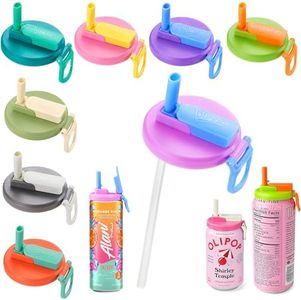 DIPESI 8 pack 8 color Soda Can Lids with Straws, Pop Can Cover,Reusable Silicone Straws Soda Can Covers,BPA-Free,Reusable Can Covers for soda,Coke,Beer,Juice,Beverage,Fits Standard Cans