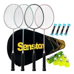 Senston Badminton Rackets 4 Pack, Badminton Set Including 1 Badminton Bag/4 Rackets/4 Nylon Badminton