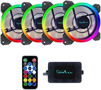 Apevia ST4-RGB Spectra 120mm Silent Dual Ring RGB Color Changing LED Fan for Gaming with Remote Control, 16x LEDs & 8X Anti-Vibration Rubber Pads (4-pk)