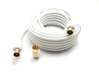 MainCore 10m Long White Gold Plated RF TV Freeview Plug to Plug White Aerial Antenna Lead Cable with Coupler (10m)