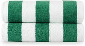 LANE LINEN 100% Cotton Pool Towels - 2 Pack Beach Towels, Cabana Striped Bath Towels, Beach Towels for Women (30" x 60”), Highly Absorbent, Large Bath Towels, Quick Dry Towels - Green