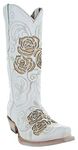 Soto Boots Turquoise Rose Country Cowgirl Boots M50032, White, 9.5