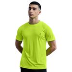 Boldfit Sports T Shirt for Men Quick Dry Fit Tshirt Gym T Shirts for Men for Casual Wear Workout T Shirts Active Gym Wear for Men Running Regular Fit T-Shirts for Men T Shirt for Man Neongreen