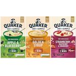 Apple & Blueberry Porridge Sachets 360g with Strawberry, Raspberry & Cranberry Porridge Sachets 339g & Golden Syrup Porridge Sachets 360g - Bundle Consisting of Quaker Oat So Simple x3 Packs