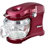 Kenmore Elite Ovation Electric Stand Mixer 5 Qt 500 Watt 10-Speed Motor Revolutionary Pour-In Top Tilt Head Beater Whisk Dough Hook Planetary Mixing 360-Degree Splash Guard Glass Bowl with Lid, Red