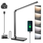 mafiti LED Desk Lamp, Aluminum Daylight Lamp Touch Control,Eye-Caring Dimmable Foldable Table Lamp for Back to School,Office,Bedroom,Working,Reading,Gift,Black