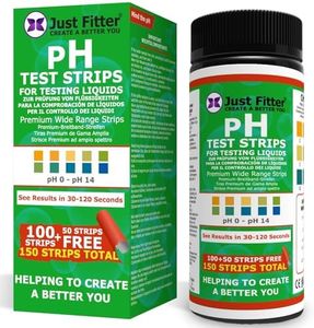 Just Fitter Alkaline Water pH Test Strips. Testing Kit for Home Drinking Water and Liquids. Universal Tester for Aquarium, Fish Tank, Pool, Hot Tub, Spa, Kombucha, Fermentation and Brewing Process.