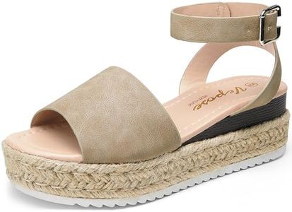 Vepose Women's 400A Espadrilles Platform Sandals Wedge Sandal, Nude Nubuck, Size 8 US (CJY400A Nude Nubuck 08)