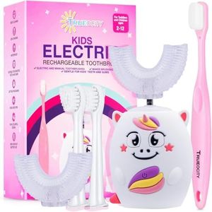 Kids Toothbrushes U Shape, Kids Automatic Toothbrush, Toddler Toothbrush U Shaped, U Toothbrush Kids, Auto Toothbrush, Rechargeable Electric Brush Age 2+, Children's U-Shaped Toothbrush (Unicorn)