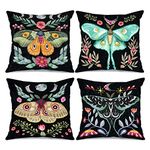 Tropical Flowers Butterfies Pillows Cover Nordic Style Throw Pillow Covers Moon Phase Pillowcase Set of 4 Cushion Case BohTropical Leaves Pillow for Couch Sofa Home Office Butterfly Gift(18 X 18 Inch)