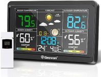 Geevon Weather Stations Wireless Indoor Outdoor Thermometer, Color VA Display Digital Weather Thermometer, Temperature Humidity Monitor with Barometer, Calendar, and Adjustable Backlight