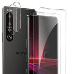 Suttkue for SO-NY Xperia 1 III Screen Protector [2 Pack] with Camera Lens Protector [2 Pack], 9H Hardness Anti-Scratch Tempered Glass, Case Friendly, Anti-Fingerprint,Anti-Scratch