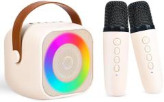 Toys Karaoke Microphone Machine for Kids, 4-12 Years Old Birthday Gifts for Girls, Karaoke Toys Gifts for Girls Boys Age 6, 7, 8, 9, 10, 12 +Year Old Portable Bluetooth Singing Mic Speaker-Beige