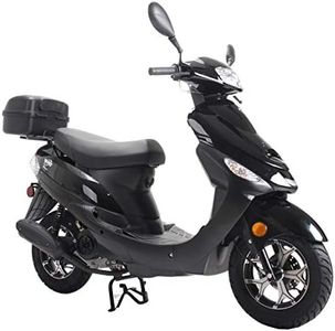 X-PRO 50cc Adult Moped Gas Moped Motorcycle 50cc with 10" Aluminum Wheels, Electric/Kick Start! (Black, Factory Package)