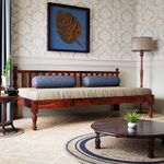 PS DECOR Sheesham Wood Sofa 3 Seater Sofa Cum Diwan Bed for Home Living Room Hotels - Walnut Finish | 3-Person Sofa