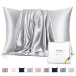 Texbee 100% Mulberry Silk Pillowcase for Hair and Skin with Hidden Zipper, Both Side 23 Momme Silk, Queen Size 1 Pack Gifts for Women Men (50x75CM, Dark Grey)