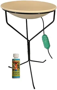 BestNest API 970 Heated Bird Bath with Metal Stand, Cord Connector & Cleaner – 18.75" Diameter Thermostatically Controlled Outdoor Birdbath for Winter Use