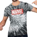 Marvel Classic Logo Adult Tee Graphic T-Shirt for Men Tshirt Clothing Apparel (White and Black Spiral Wash Color, XX-Large)