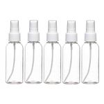 EYLEER 5 Pack 30ml/1oz Portable Small Plastic Spray Bottles Clear Mini Cosmetic Fine Mist Travel Spray Bottle Set for Oil Toiletries Essential Oil Sprayer and Nozzle Liquid Containers