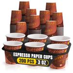 3 Oz Disposable Espresso Cups for Hot Drinks - 200Pcs Paper Espresso Cups for Party Cups Disposable Coffee Shots Cups for Wedding Travel Cup - Hot Coffee Cups for Espresso Cup Set Small Paper Cups