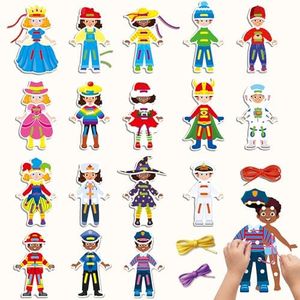 ArRuKi KIDS 42 PCS Dress up Lacing Card Game, Montessori Fine Motor Skills Toy for Preschool Learning Activities and Kindergarten Toys