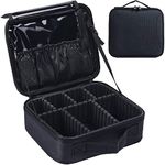 LACOPINE Travel Makeup Case, Professional Cosmetic Makeup Bag Organizer, Accessories Case, Tools Case for Women (Black, 10 INCH (1 Layer))