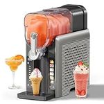 Slushie Machine for Home, No Ice Needed Frozen Drink Maker with Auto-Clean, LED Display, Perfect for Margaritas, Frappés, Milkshakes and More, Family Gatherings & Home Bar, Grey, 1 Pack+6 Modes