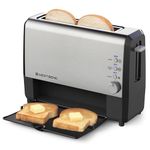 West Bend 77222 Quick Serve Wide Slot Toaster Bagel and Gluten-Free Settings with Cool Touch Exterior Includes Removable Serving Tray, 2-Slice, Silver