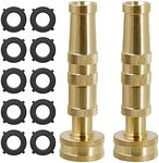 Biswing Brass Hose Nozzles, Heavy-Duty Brass Adjustable Twist Hose Nozzle, 2 Pack (4"), VI3432