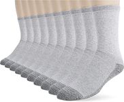 Fruit of the Loom Men's 10-Pair Everyday Work Gear Tube Socks Casual, Grey, One Size (Pack of 10)