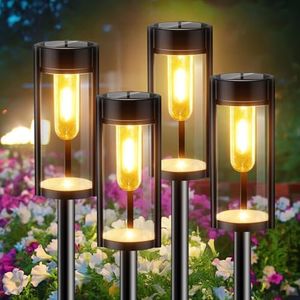 Xmart Solar Outdoor Lights Pathway, 4 Pack Pathway Lights Solar Powered Outside IP65 Waterproof, Long Lasting Solar Garden Walkway Landscape Lights for Yard Lawn Patio Decor Lighting
