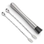 3 Packs Stainless Steel Muddlers Cocktail Masher Muddler for Cocktails Set with 2 Mixing Spoon Home Bar Tool Set for Making & Creating Delicious Other Fruit Based Drinks in Various Containers