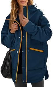 Yousify Womens Waterproof Rain Jackets Raincoat Hooded Lined Windbreaker Trench Coat with Pockets for Outdoor Hiking