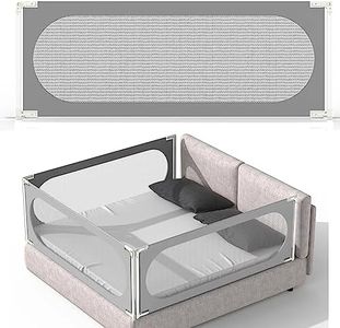 SeseYii Baby Bed Rail with Safety Y-Strap Extra Long Twin Full Queen King Size Infants Toddlers Guardrail with Reinforce Anchor (Grey, 75 inch)