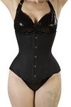 Womens Waist Trainer Double Steel Boned Underbust Cotton Black Corset (2XS (For Waist 24"), Black)