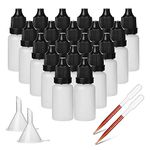 Hyber&Cara 50 Pcs 10ml Dropper Bottle Plastic Squeeze Bottle Eye Liquid Dropper with Tamper Evident Screw Top, Bonus 2 Funnels and 2 Pipette