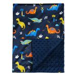 david's kids Minky Baby Blanket for Boys Girls Neutral, 40x50 Inches Soft Lightweight Micro Fleece Baby Blanket with Double Layer, Dotted Backing, Breathable Receiving Blanket for Newborns, Dinosaur