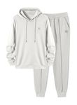 JMIERR Men's 2 Piece Outfits Hoodie Sweatshirt Tracksuit & Joggers Sweatpants Sweatsuit Set, White, X-Large