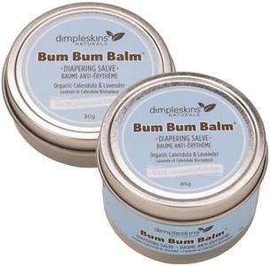 Dimpleskins Bum Bum Balm (2-Pack 30g & 85g) Natural Baby Bum Cream Calendula Cream Zinc-FREE | Diaper Cream Soothe Baby Skin with Beeswax, Jojoba Oil Calendula & Vitamin E | Moisturizing Nourishing