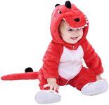 BRANDONN Dinosaur Design Romper Jumpsuit/Onesie Sleepsuit/for Baby and Kids | Unisex (Red, 0-6 Months)