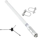 UHF Fiberglass Antenna with Ground Plane Kit, 400-470mhz GMRS Base Antenna, 17 inches SO239 Connector for Ham Radio Scanner, Device Repeater, Mobile Transceiver