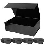 5 Pack Black Magnetic Gift Boxes with Lids 13.8x9x4.3 in, Large Bridesmaid Groomsman Proposal Box, Rectangle Collapsible Box for Graduation Wedding Storage