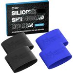 Northdeer Silicone Shin Pad Holder Football Shin Guard Holder for Men Adults & Boys - Non-slip & Stretchable (Black + Blue)