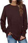 PBNBP Daily Wear Tunic Tops for Teen Girls Long Sleeve Crewneck Fall Winter Solid Color Blouses Pullover Curved-Hem Loose Fit Cute Sweatshirts Sudaderas