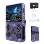 R36S Retro Handheld Game Console with 3.5" IPS Display, 64/128GB and 21,000+ Classic Games, Open Source Linux System, Screen Portable Pocket Video Player (Purple-64G)