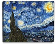 SCPmarts Nature Van Gogh Starry Night Canvas Print Framed WALL ART - Size 20 inch x 14 inch, Multicolour