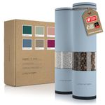 LARS NYSØM Salt and Pepper Grinder Set 2 Pieces I Salt Pepper Mill with Adjustable Ceramic Grinder I Design Spice Grinder Set Manual (Sky Blue)