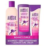 Aussie Curls Shampoo and Conditioner Set with Leave In Conditioner Curl Cream, Curly Hair Products with Coconut Oil, Jojoba Oil & Macadamia Nut Oil 300/225 / 160 ml